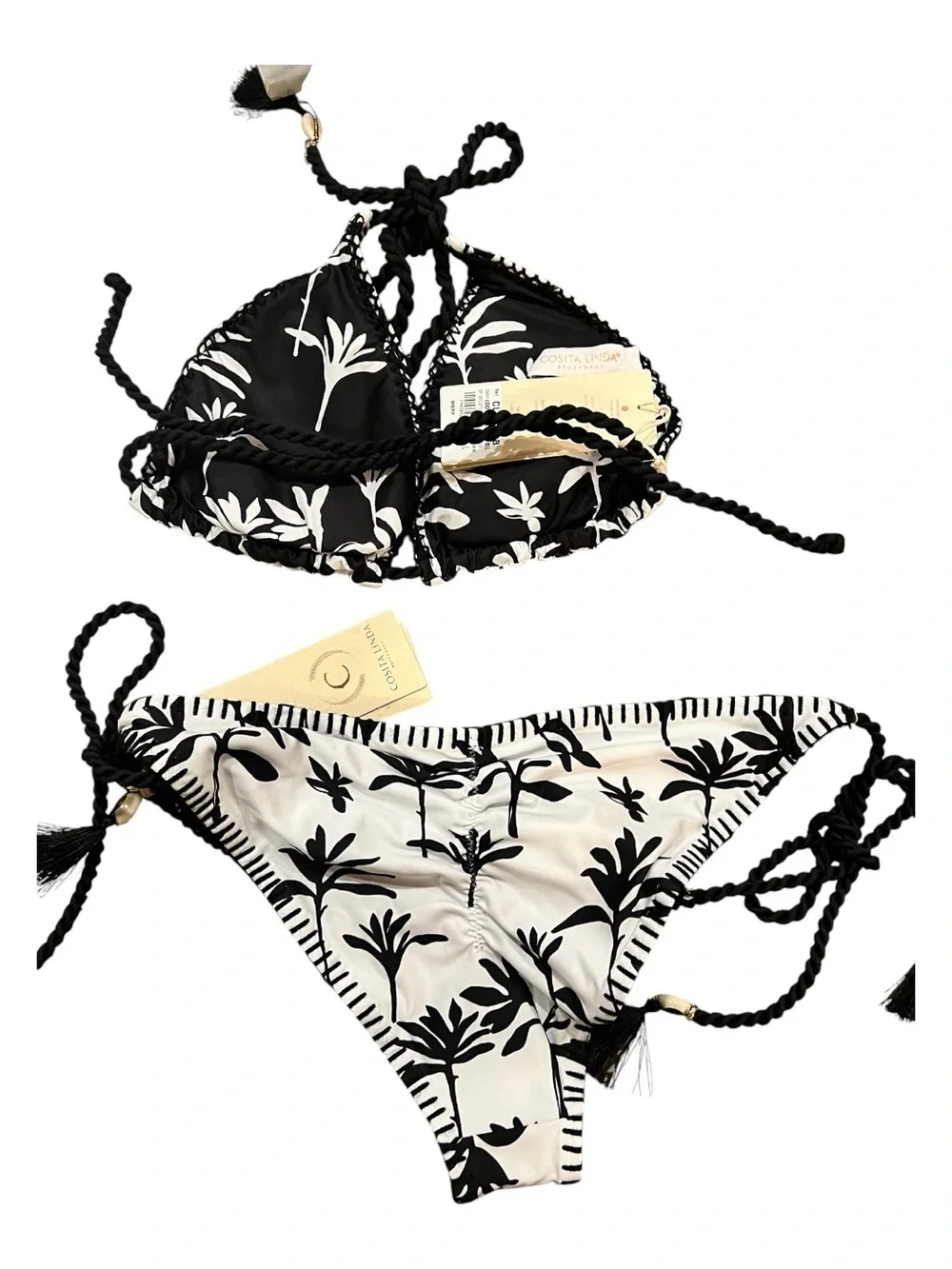 Cosita Linda Nature’s Nomads Reversible Bikini Set Black White L NWT